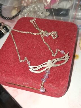Delicate Silver-925 Purple Bead Pendant Necklace